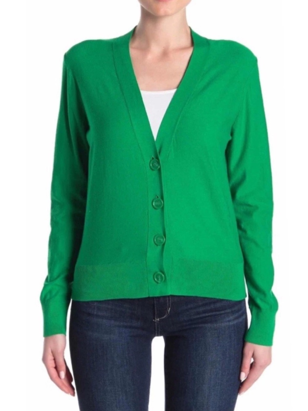 J. Crew V Neck Front Button Cardigan in Bright Kelly Green - Size XS